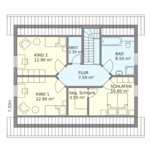 Schwedenhaus Flensburg Grundriss Dachgeschoss